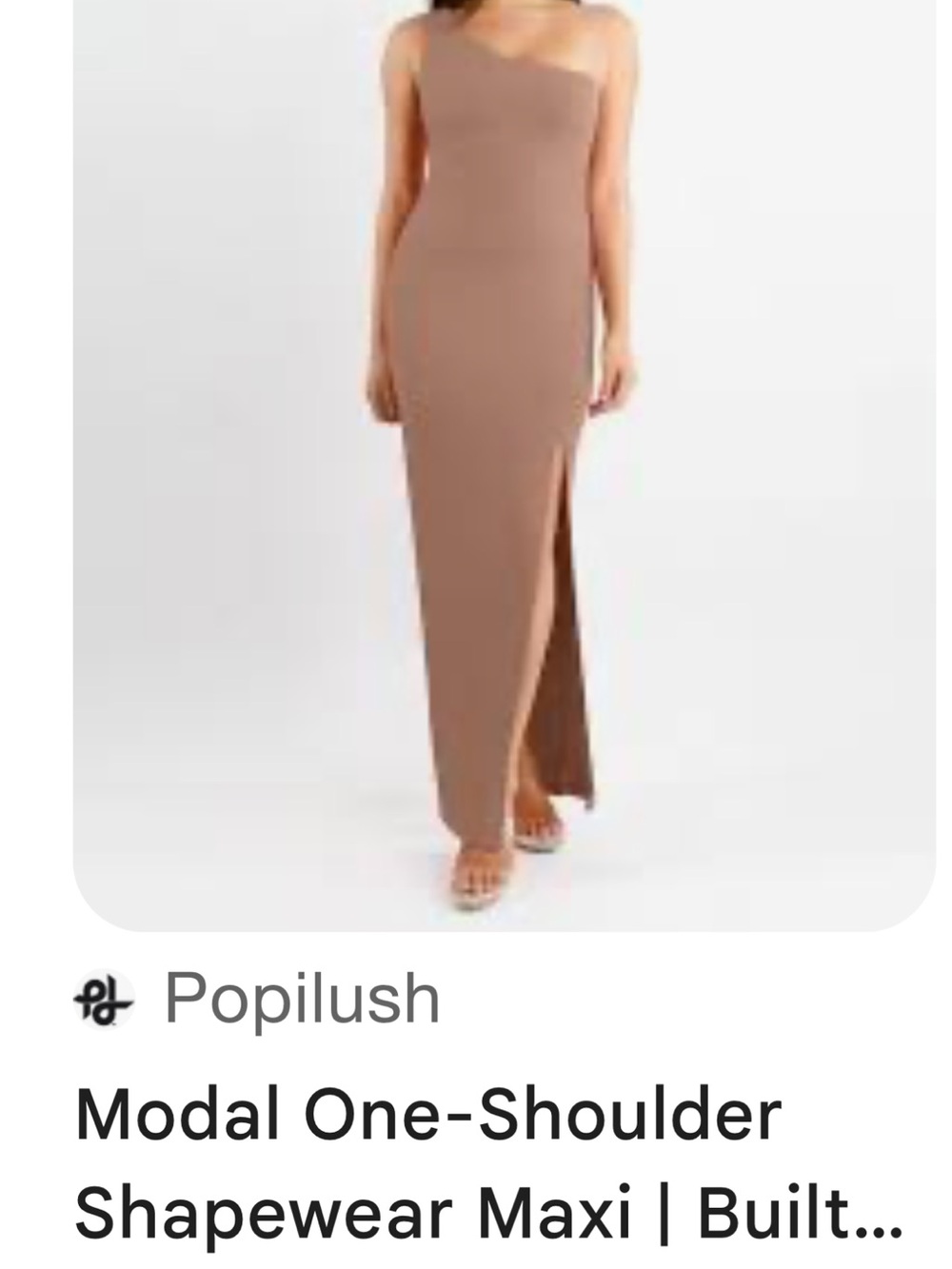 Asymmetric One-Shoulder Maxi Dress in Mauve-Tan